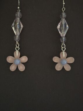 Delicate Pink Flower Drop Earrings - Women Jewelry